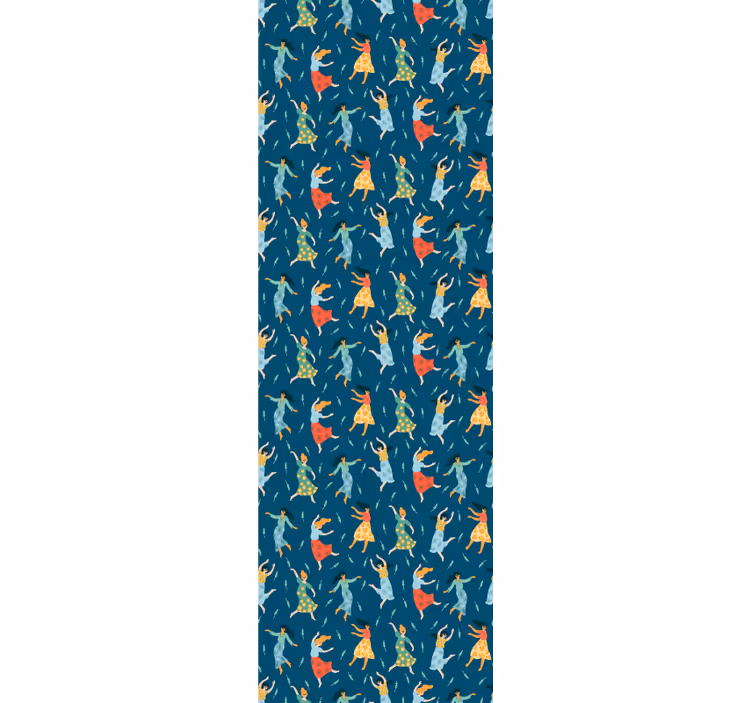 Papier peint bleu motif femmes dansantes - TenStickers