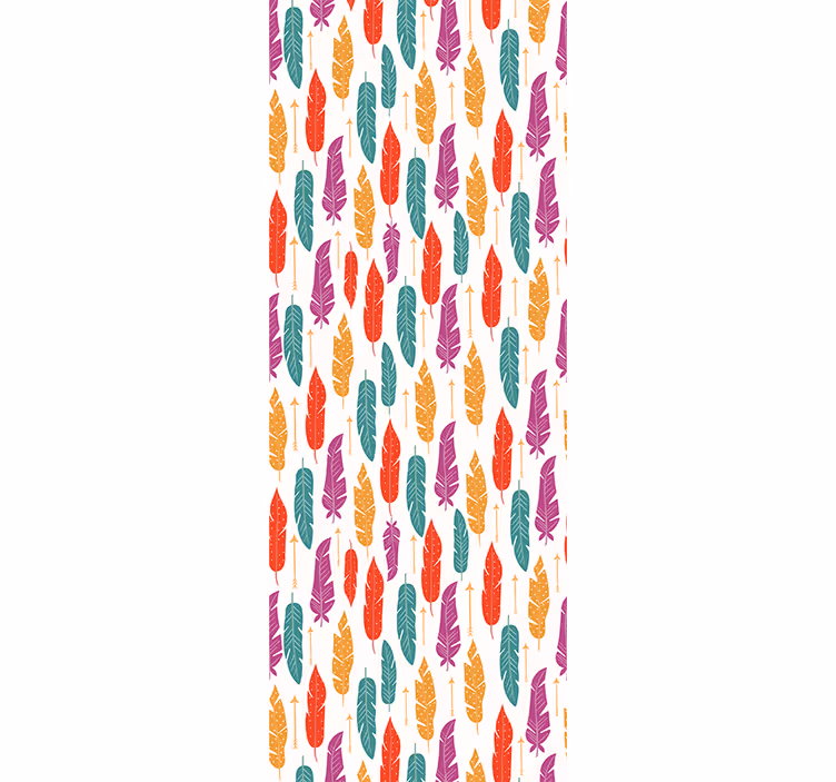 Papier peint feuilles motif de plumes - TenStickers