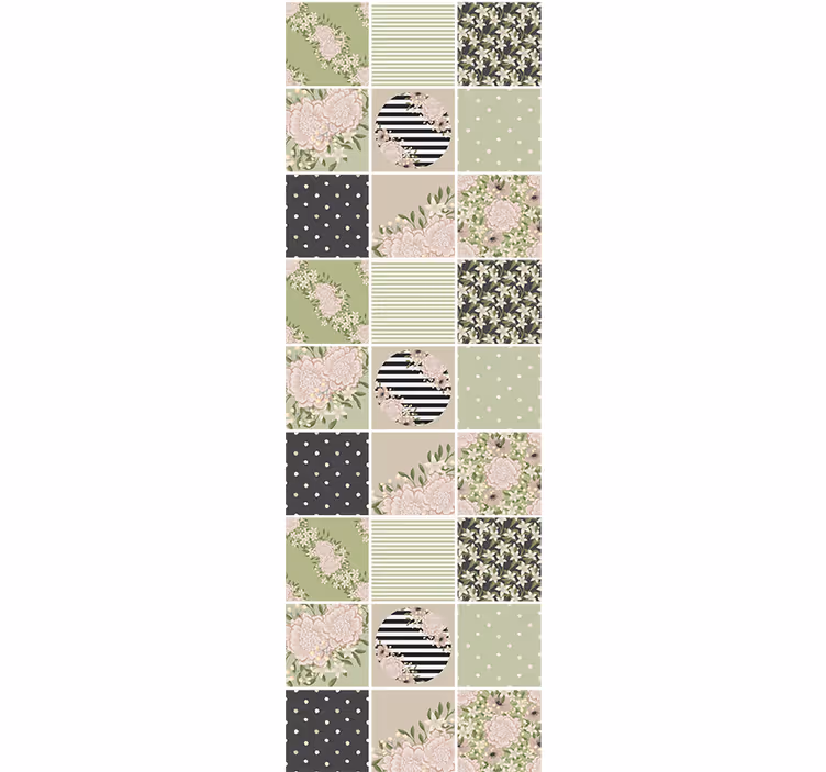 Papier peint fleurs motif patchwork floral - TenStickers