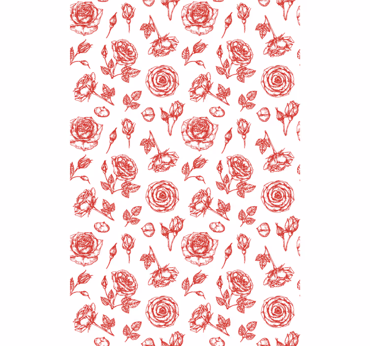 Papier peint floral motif floral esquissé - TenStickers