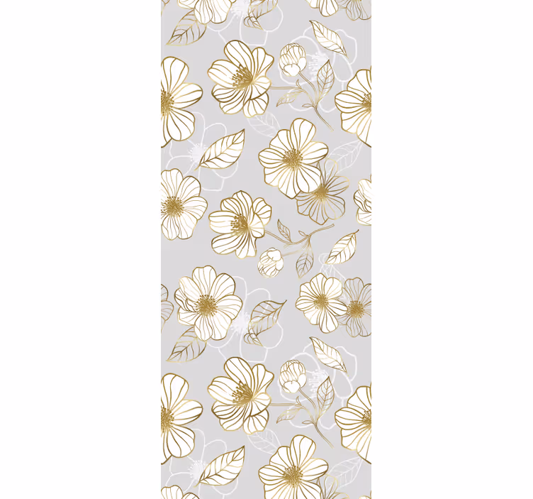 Papier peint fleurs motif floral doré - TenStickers
