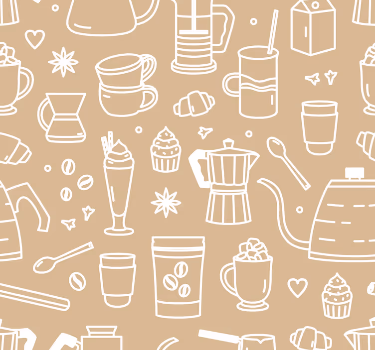 Papier peint moderne  de tasses à café et verres - TenStickers