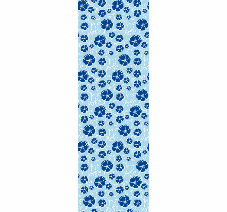Papier peint fleurs carreaux floraux bleus - TenStickers