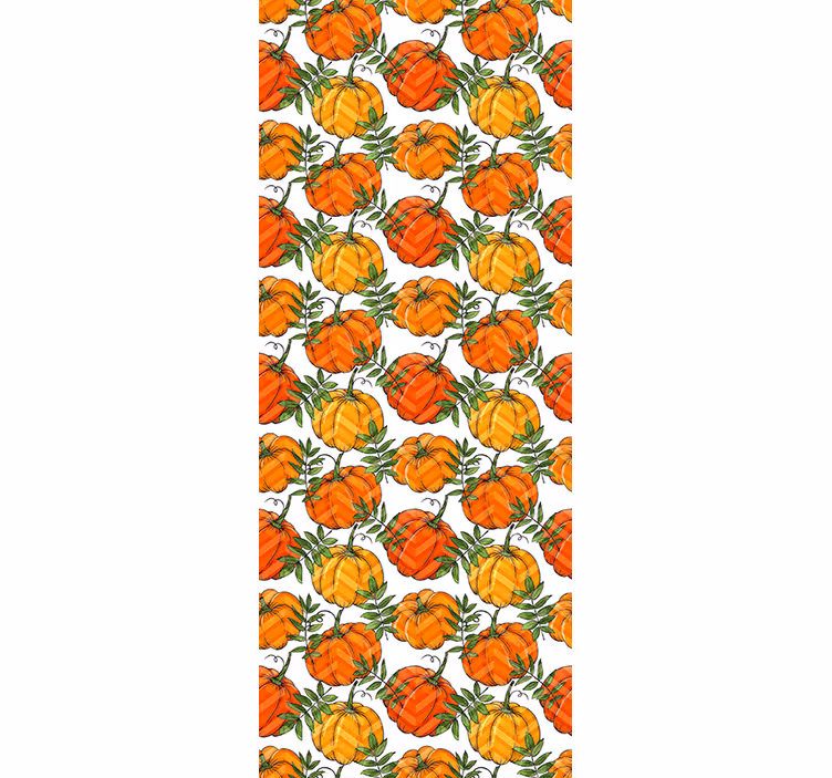 Papier peint nature Dessin animé de citrouilles jaune et orange - TenStickers