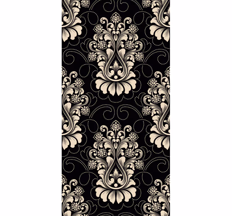 Papier peint fleuri Mémoire d'argent noir - TenStickers