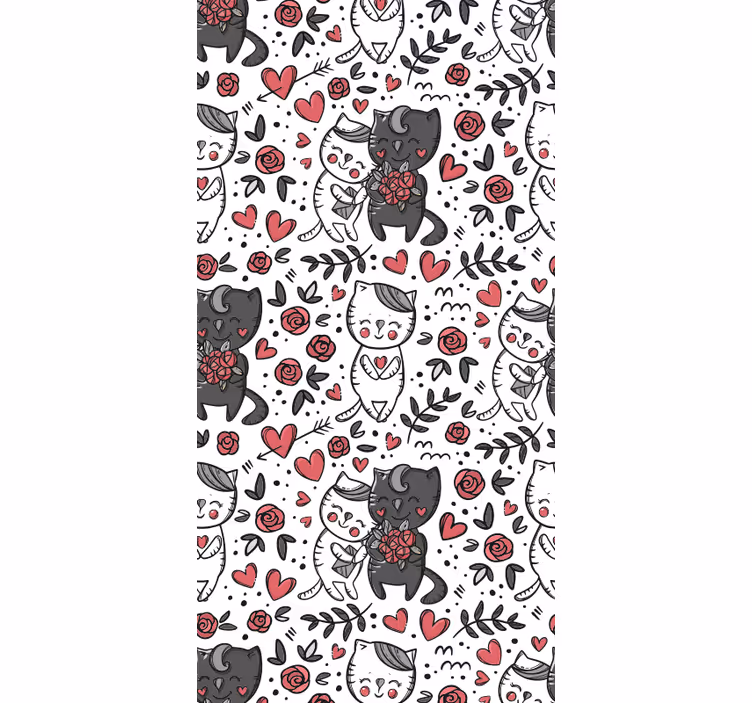 Papier peint chat délice floral félin - TenStickers