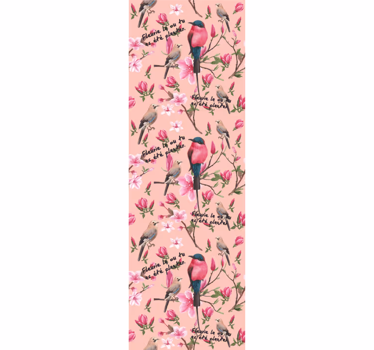 Papier peint oiseaux motif de fleurs d'oiseaux - TenStickers