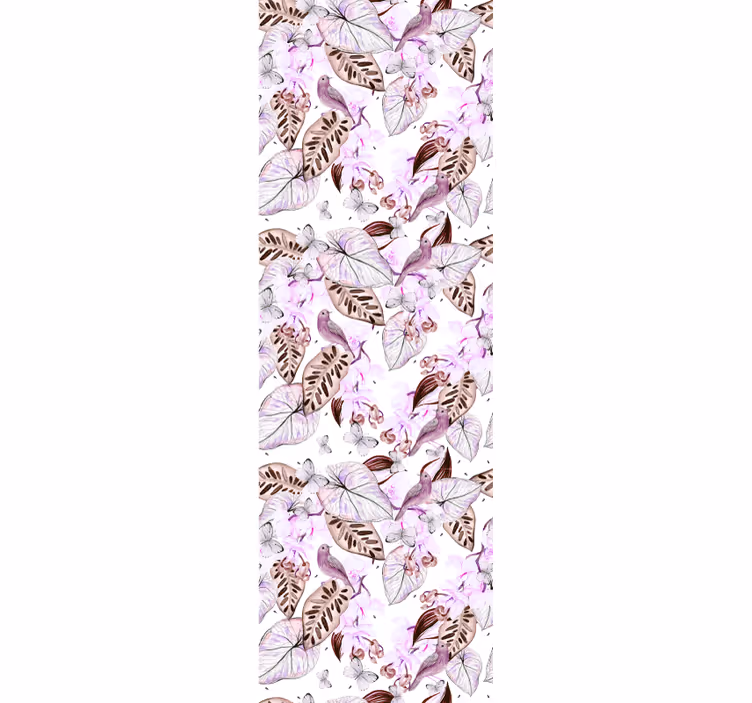 Papier peint feuilles motif botanique papillon - TenStickers