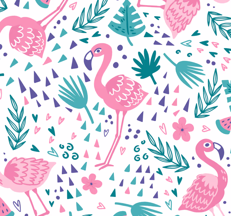 Papier peint animaux motifs de flamants roses - TenStickers