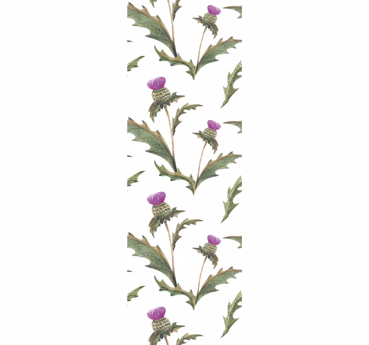 Papier peint feuilles conception de motif de chardon - TenStickers