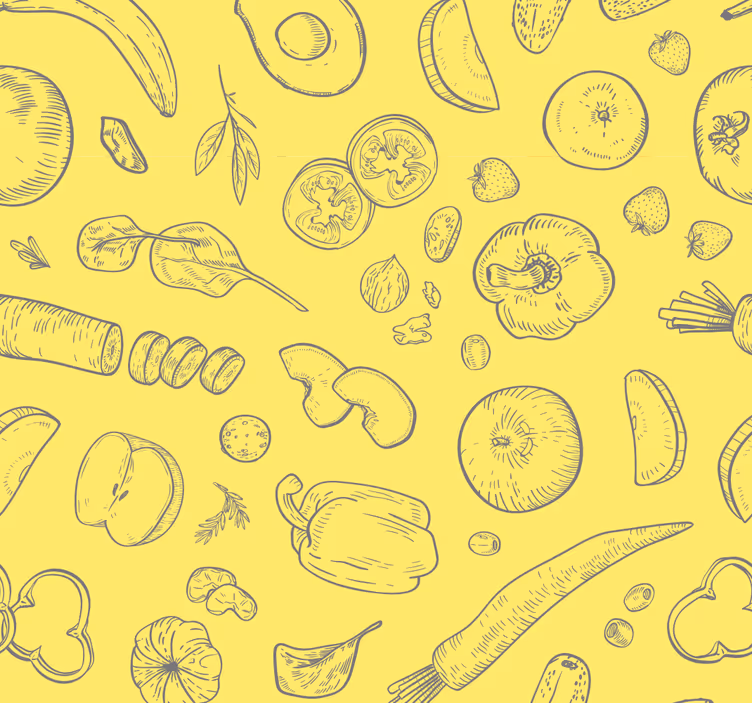 Papier peint cuisine des croquis fructueux - TenStickers