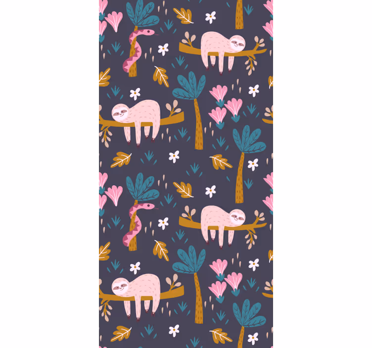 Papier peint enfant Paresseux et feuilles - TenStickers