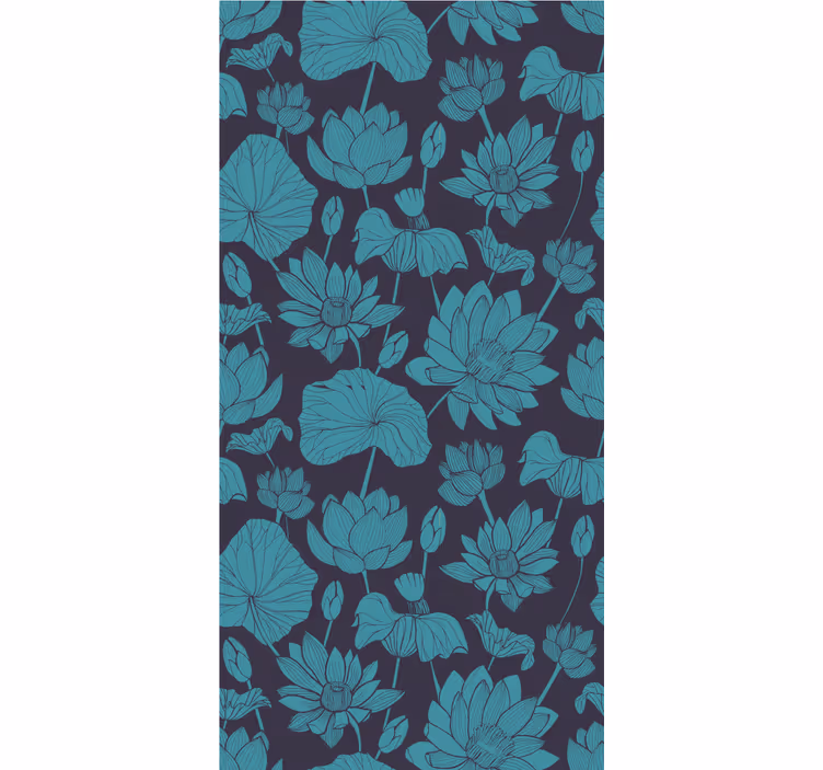 Papier peint floral motif de lotus botanique - TenStickers