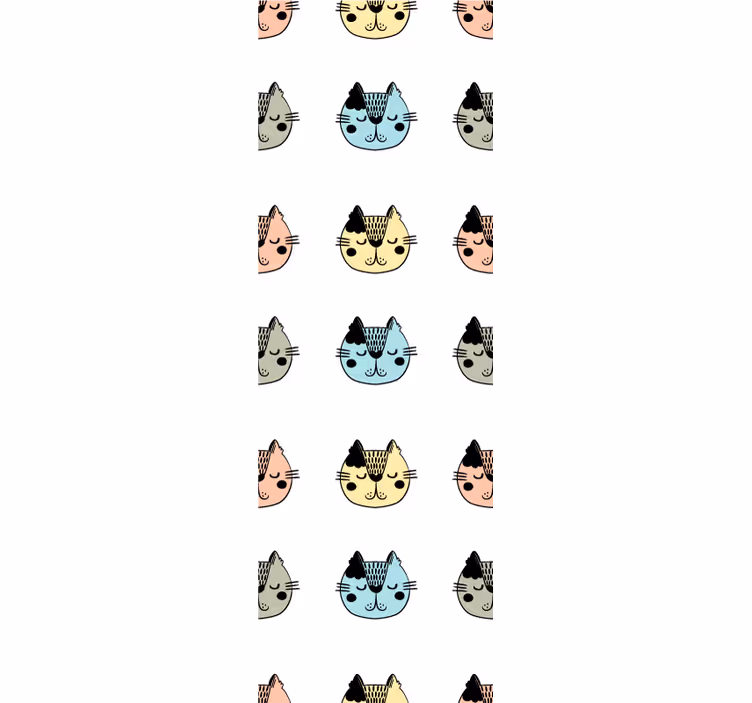 Papier peint chat visages de félins de dessins animés - TenStickers