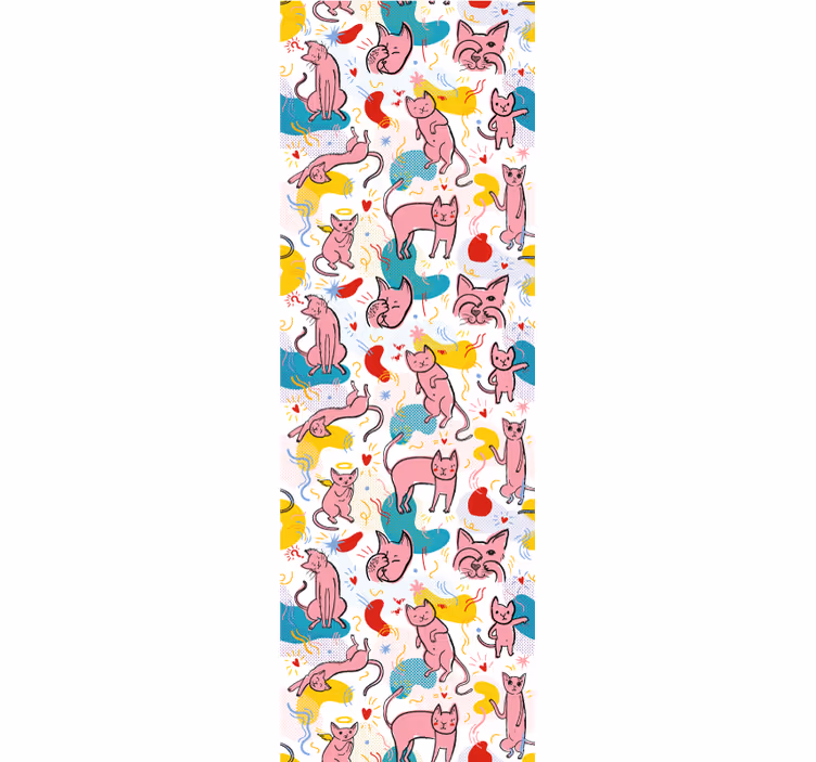 Papier peint chat motifs félins ludiques - TenStickers