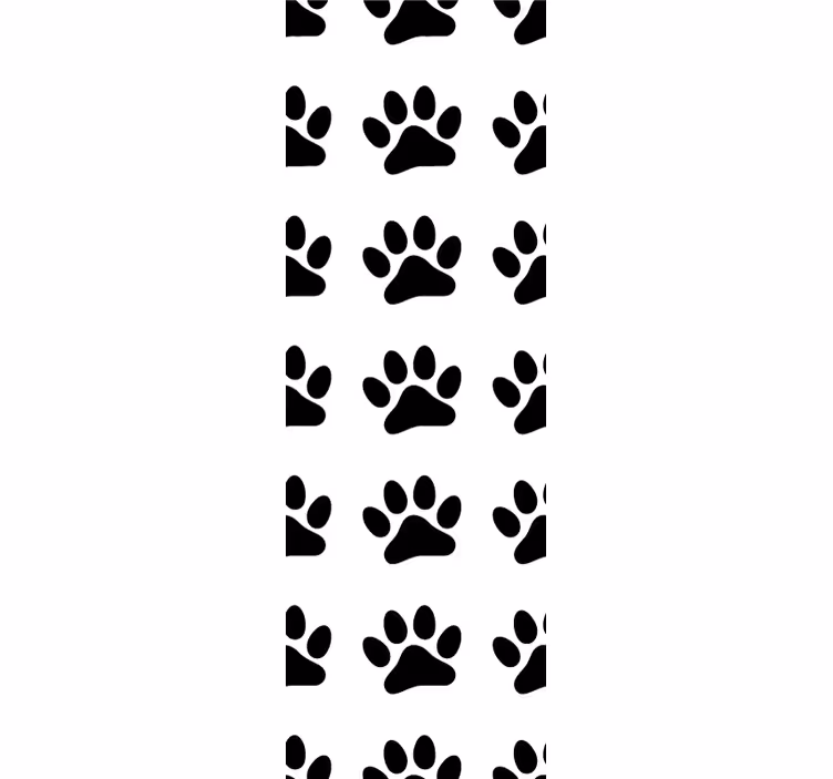 Papier peint chambre Marques de pattes de chien noir sur blanc - TenStickers