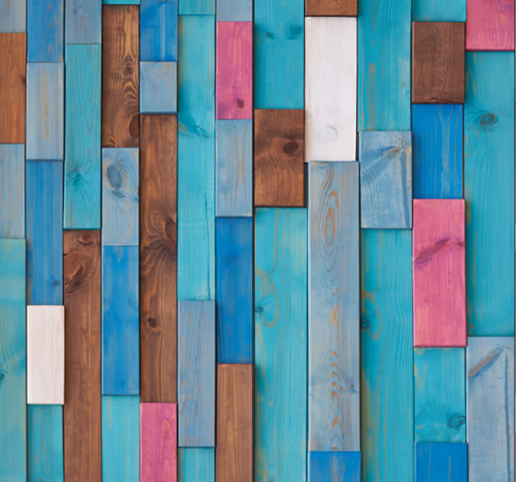 Papier peint bois planches multicolores - TenStickers