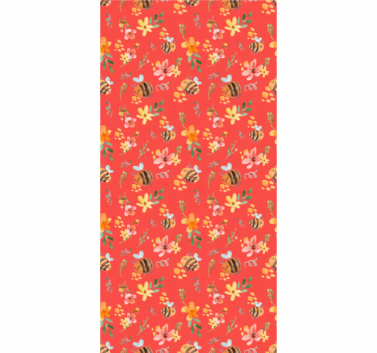 Papier peint floral motif floral d'abeille - TenStickers