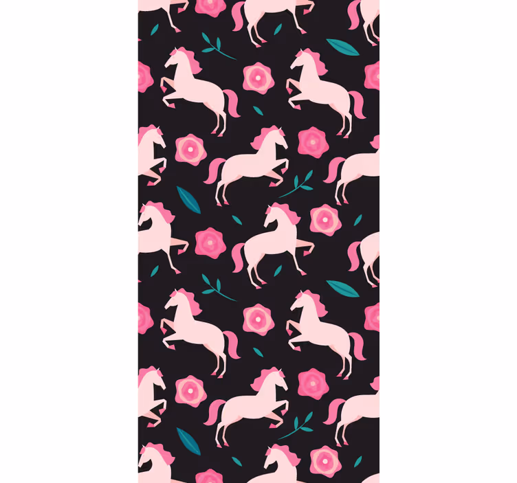 Papier peint animaux fleurs équestres fantaisistes - TenStickers
