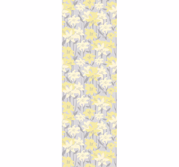 Papier peint chambre adulte Fleurs jaunes sur fond gris - TenStickers