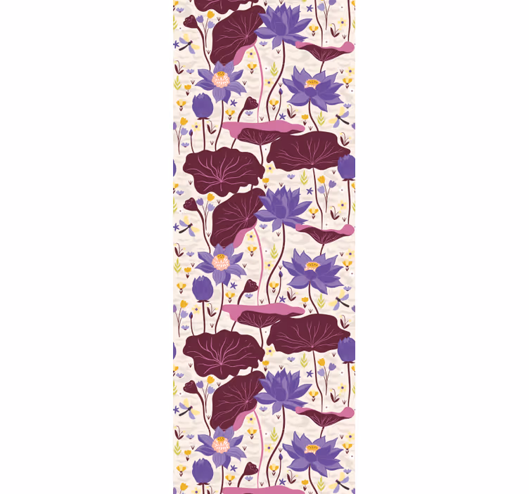 Papier peint floral motif bleu et violet - TenStickers