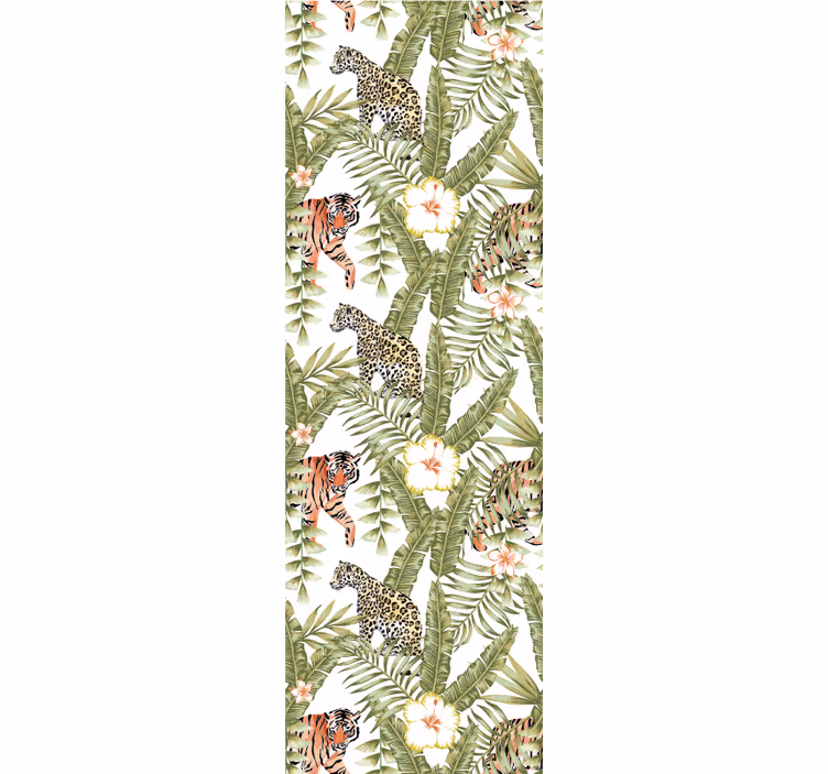 Papier peint chambre Feuilles tropicales léopards - TenStickers