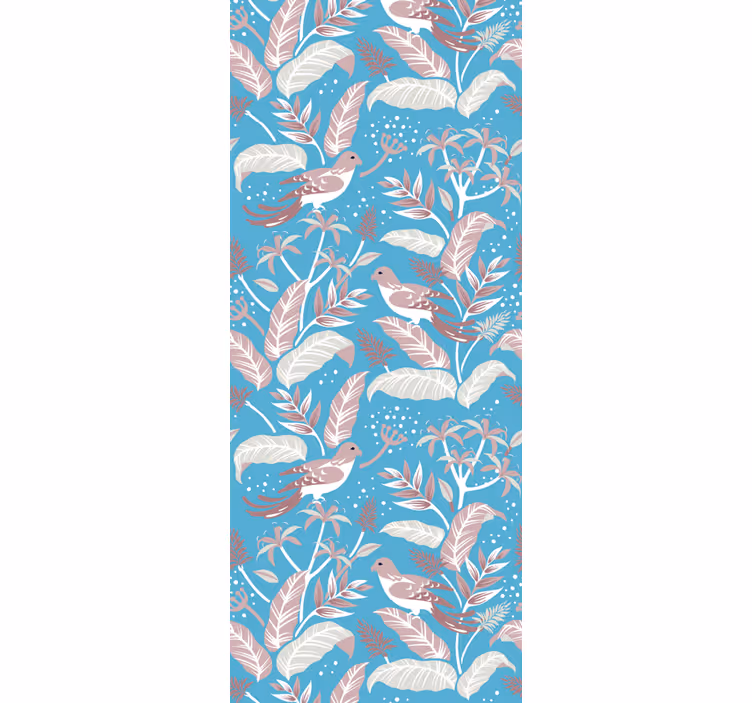 Papier peint feuilles tropicales couleur bleu - TenStickers