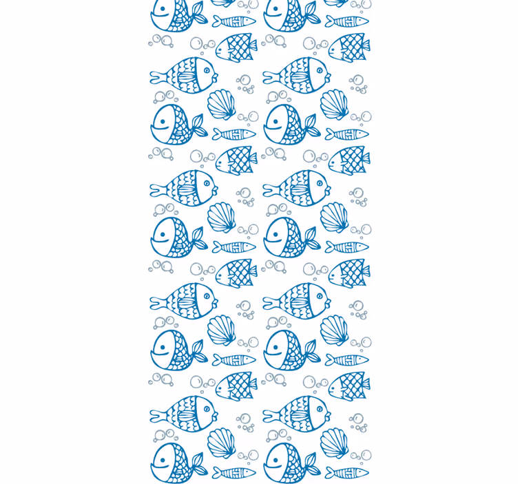 Papier peint enfant Plusieurs poissons bleus dessinés - TenStickers