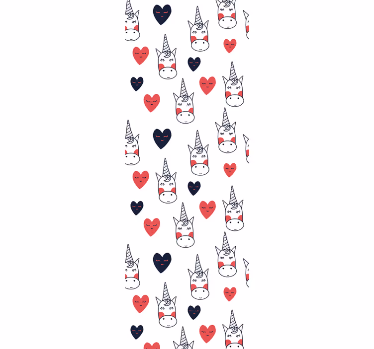 Papier peint art motif de coeur de licorne - TenStickers