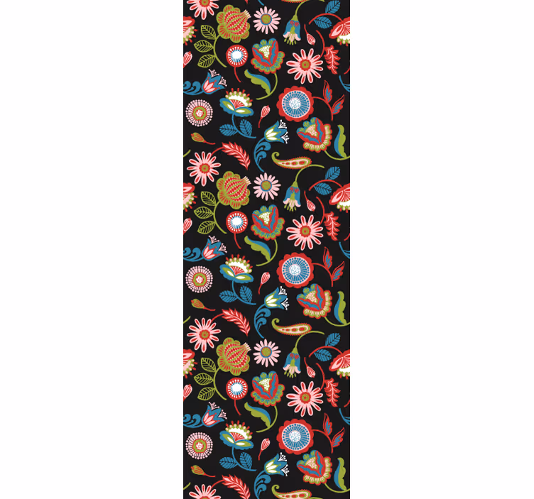 Papier peint fleurs motif floral folklorique - TenStickers