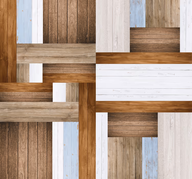 Papier peint bois labyrinthe de planches - TenStickers