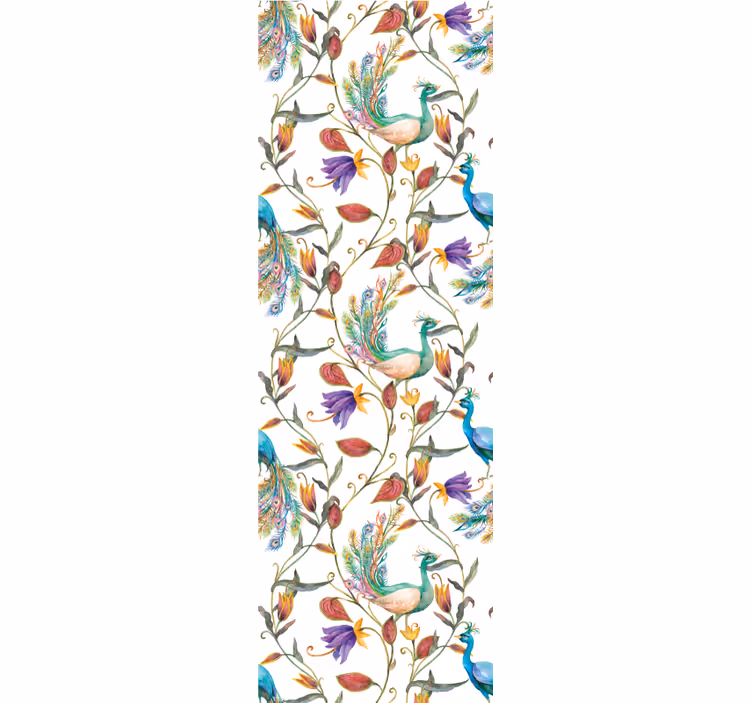 Papier peint ornemental motif botanique paon - TenStickers