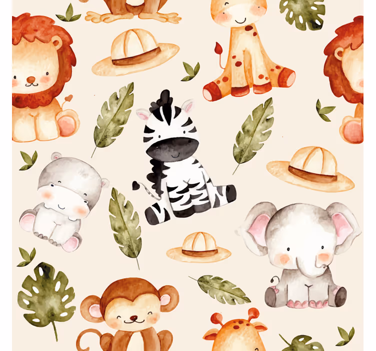 Papier peint enfant Safari beige - TenStickers