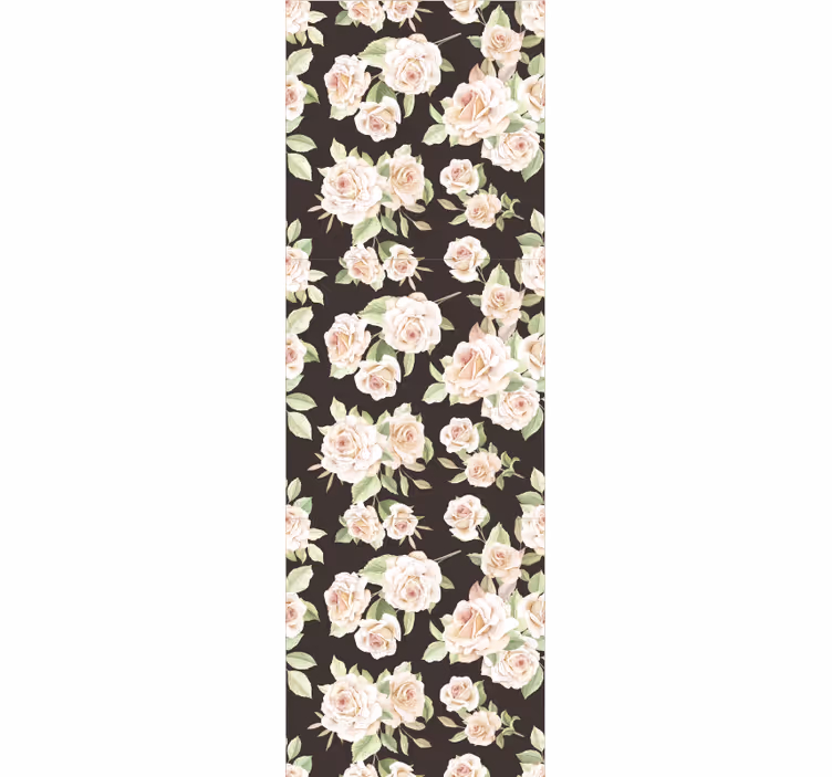 Papier peint fleur Rose blanche fond noir - TenStickers