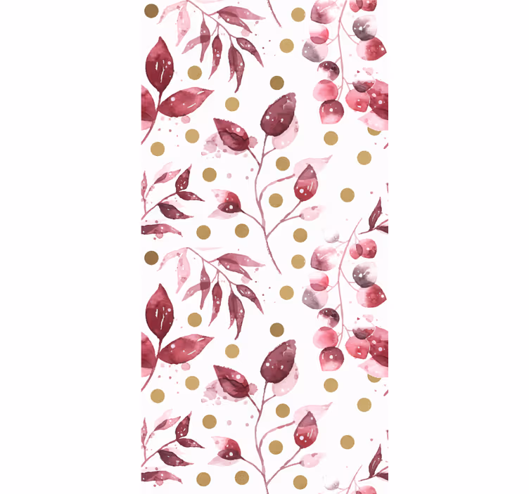 Papier peint fleurs motif à pois botanique - TenStickers