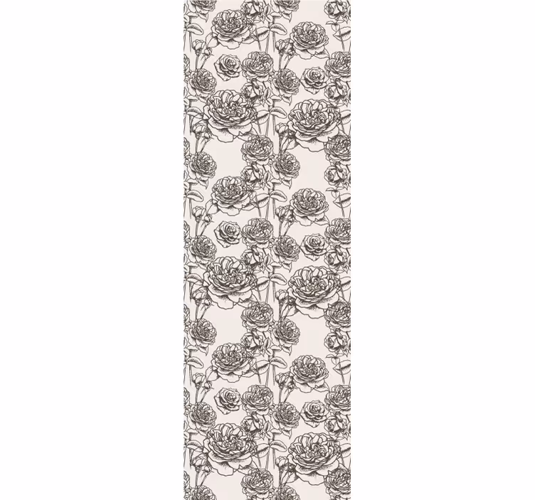 Papier peint floral croquis de roses - TenStickers