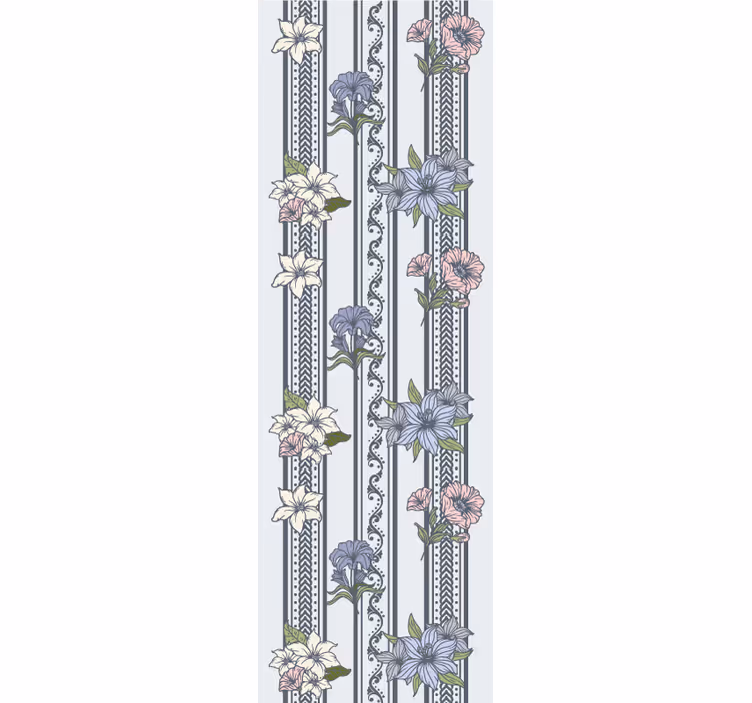 Papier peint floral motif à rayures florales - TenStickers