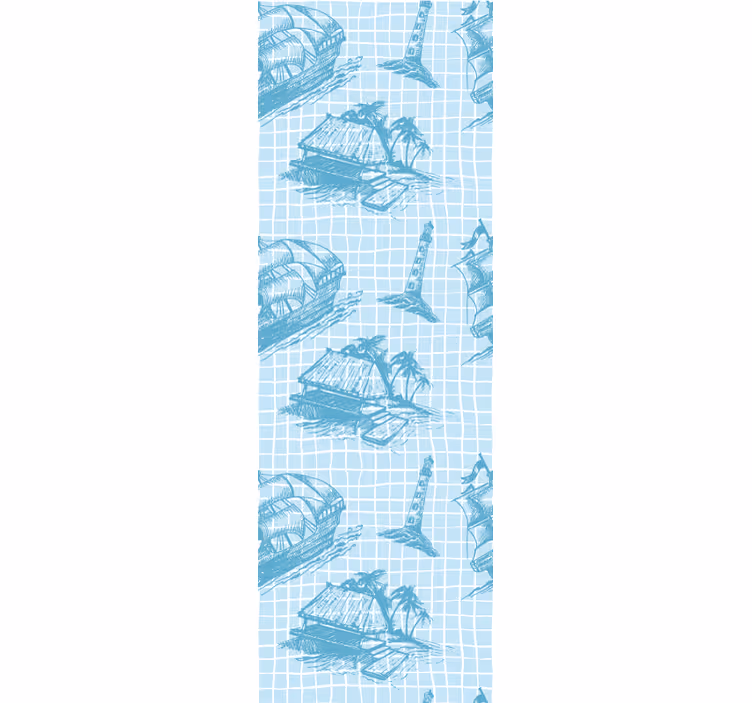 Papier peint salle de bain croquis nautiques - TenStickers