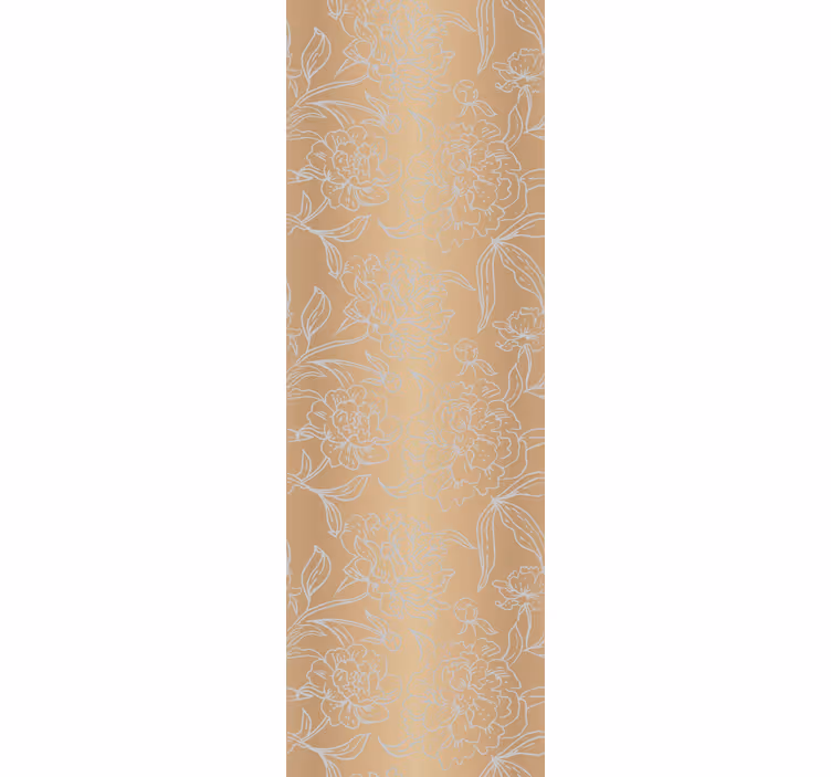 Papier peint fleur  floral argenté sur fond doré - TenStickers