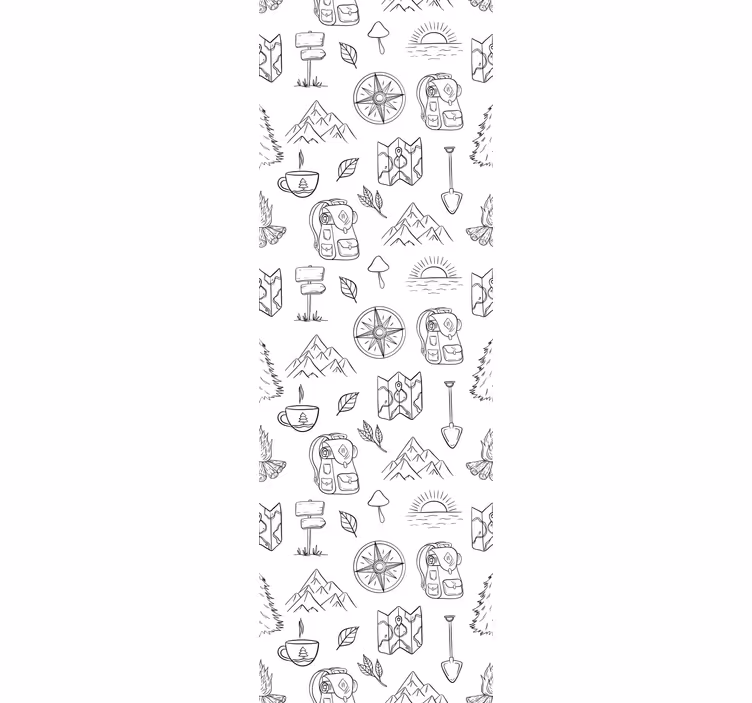 Papier peint salon croquis d'aventure en plein air - TenStickers