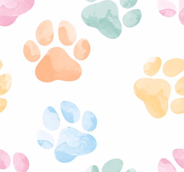 Papier peint bureau Pattes d'animaux de couleurs pastel - TenStickers