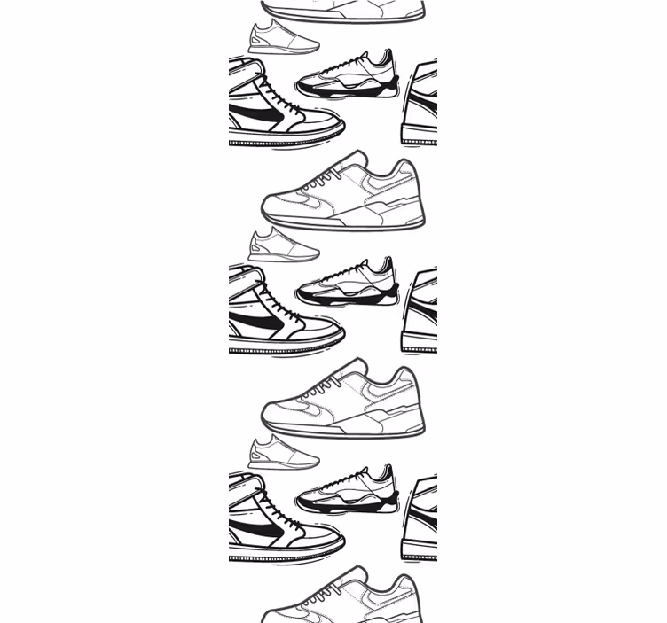 Papier peint vintage Modèle de baskets rétro noir et blanc - TenStickers
