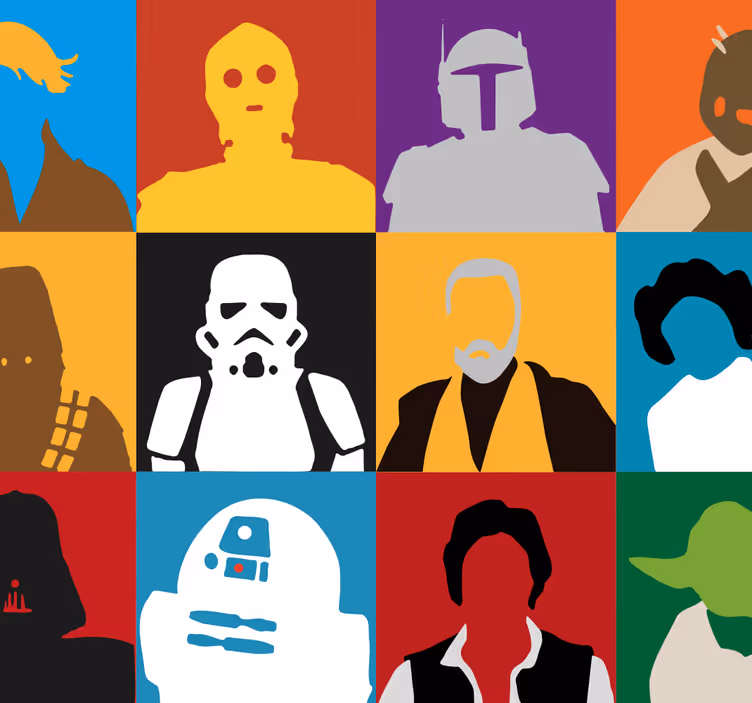 Papier peint art silhouettes iconiques - TenStickers