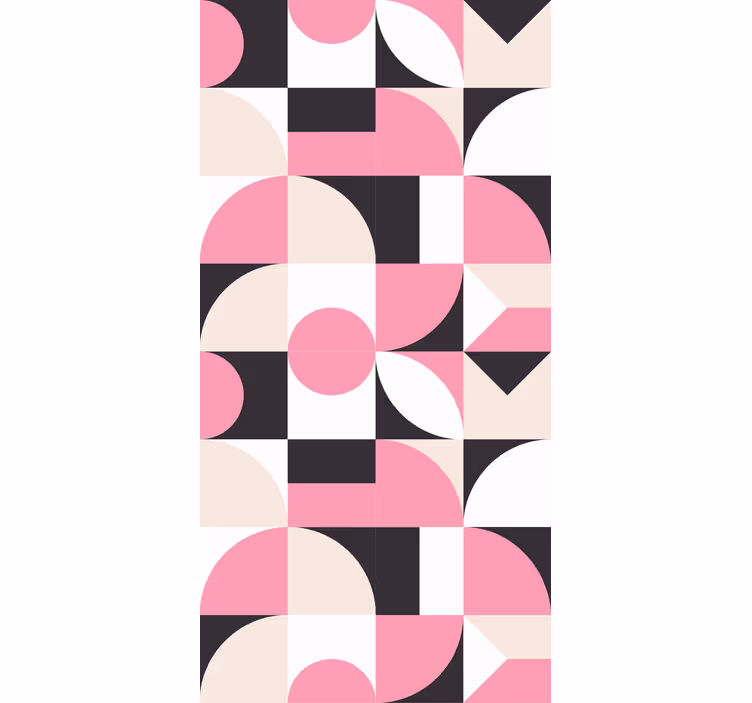 Papier peint géometrique motif rose et noir moderne - TenStickers