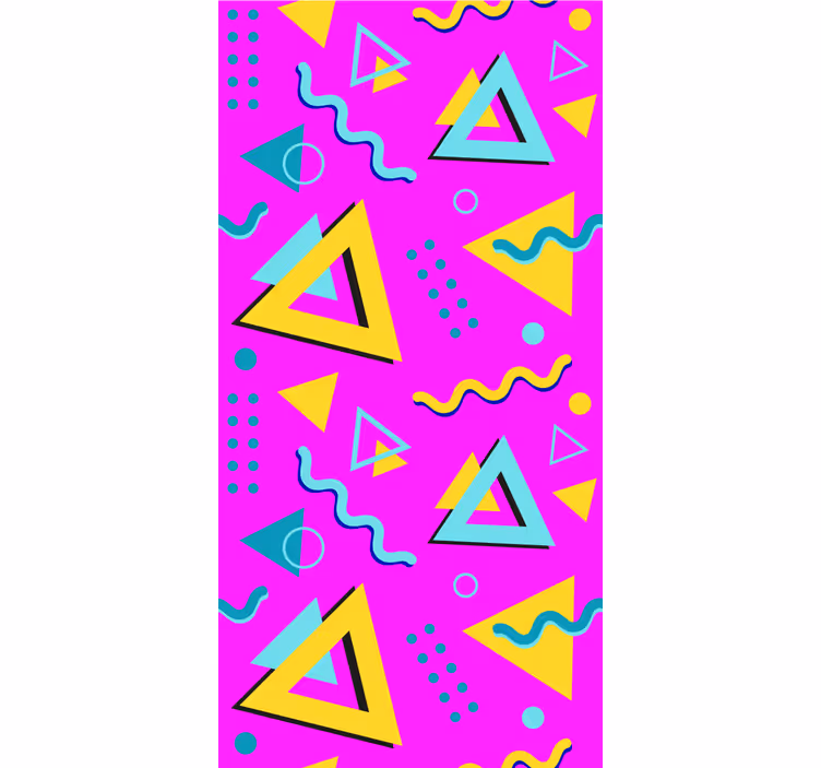 Papier peint triangles motif rétro rose - TenStickers