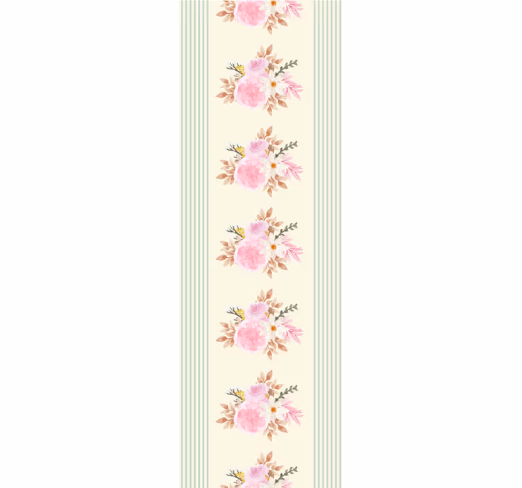 Papier peint fleurs motif à rayures florales - TenStickers
