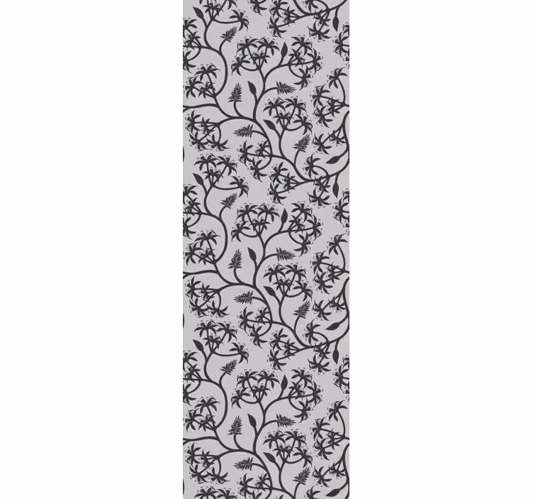 Papier peint fleurs motif de branches sur fond gris - TenStickers