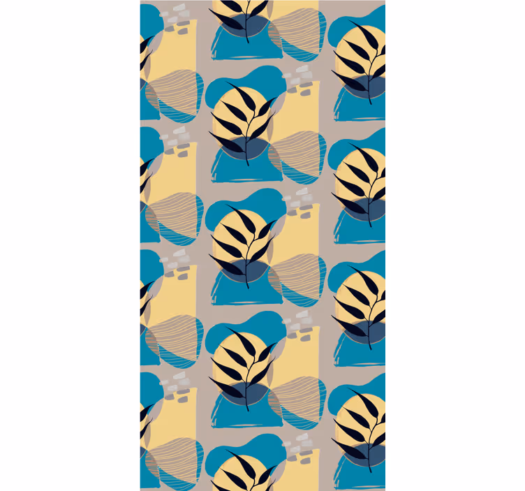 Papier peint fleurs motif de feuille stylisé - TenStickers