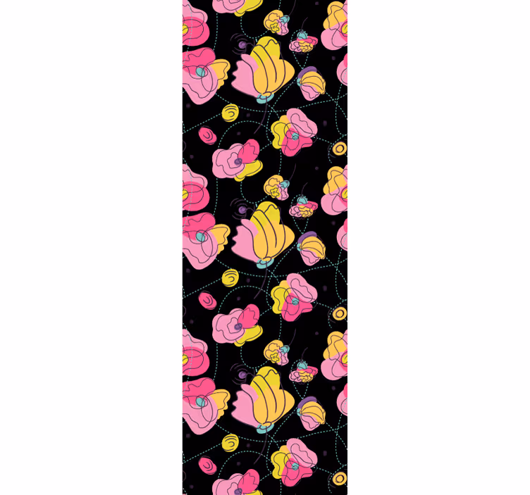Papier peint floral composition abstraite noire - TenStickers