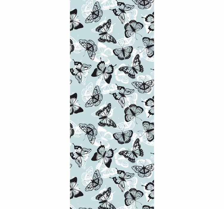 Papier peint papillon noir et blanc en mouvement - TenStickers